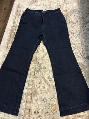 Loft Women's Dark Wide-Leg Trouser Jeans